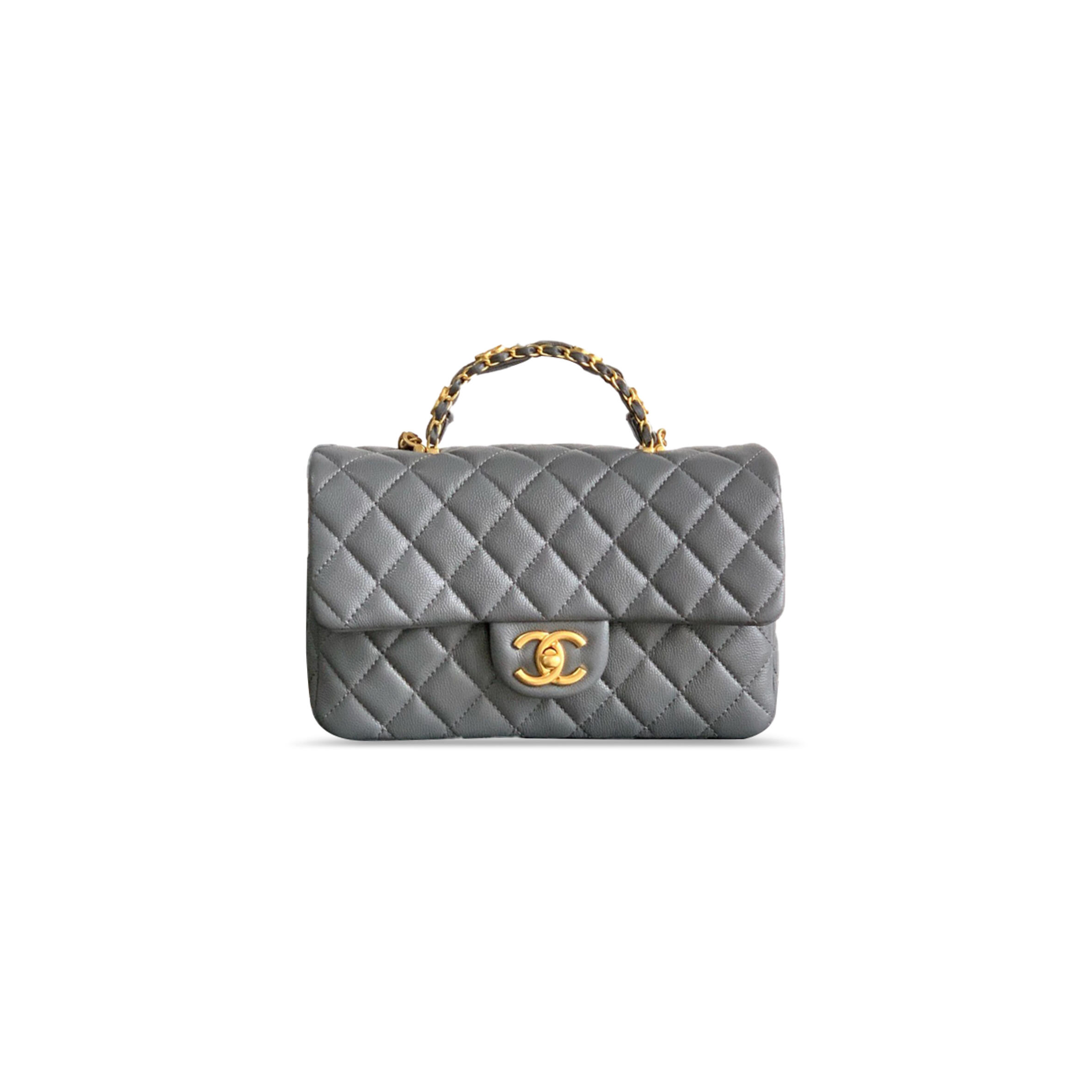 CHANEL SMALL FLAP HANDLE CALFSKIN CAVIAR AS5702 (22.5*13.5*6cm）